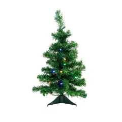 Northlight Pre-Lit Medium Mixed Classic Pine Artificial Christmas Tree - 2' - Multicolor LED Lights Green