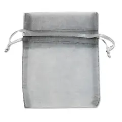 Organza Drawstring Bags 3x4 Silver (Package of 10)