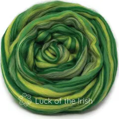 100% Merino Wool Roving. Soft Colorful Combed Top Roving for Felting, Spinning, Fiber Arts. Luck of the Irish