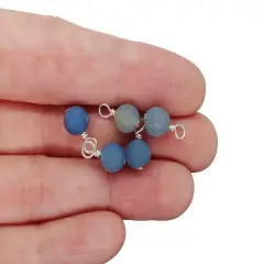 Matte Blue Aventurine 6mm Bead Dangles, Small Gemstone Charms, 5 or 10 pieces, Adorabilities