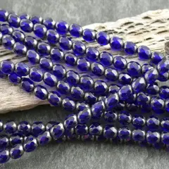 *30* 4x6mm Cobalt Hematite Fire Polished Oval Beads