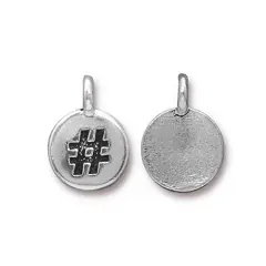 TierraCast 11mm Antique Silver Plated Hashtag Charm