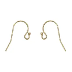 JewelrySupply 14k Yellow Gold Ball 20mm Shepherd Hook Ear Wires (1 Pair of 14KT Gold Earrings)