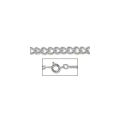 JewelrySupply Curb Chain 18" 2mm Silver Color (1-Pc)