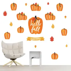 Big Dot of Happiness Fall Pumpkin - Peel and Stick Kitchen and Home Decor Vinyl Wall Art Stickers - Wall Decals - Set of 20