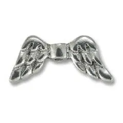 JewelrySupply Bead Angel Wing 20x9mm Pewter Antique Silver Plated (1-Pc)