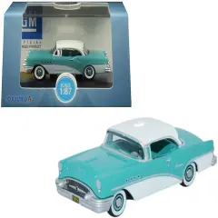 1955 Buick Century Turquoise And Polo White 1/87 (Ho) Scale Diecast Model Car By Oxford Diecast