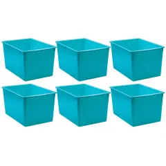 Plastic Multi-Purpose Bin, Teal, Pack of 6