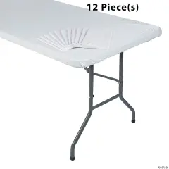 Bulk 12 Pc. 6 FT Fitted Rectangle Plastic Tablecloths White