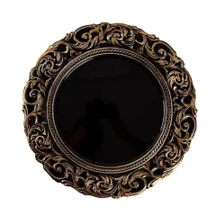 6 Black Gold 14" Round Baroque Metallic Charger Plates