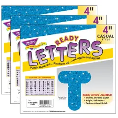 Blue Sparkle 4" Casual Uppercase Ready Letters&reg;, 71 Per Pack, 3 Packs