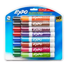 Low Odor Dry Erase Marker, Chisel Tip, Assorted, Pack of 16