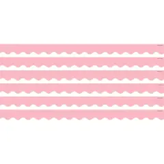 Pastel Pink Scalloped Border Trim, 35 Feet Per Pack, 6 Packs