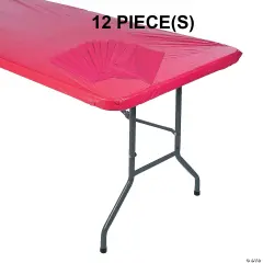 Fitted Plastic Tablecloths Bulk 12 Pc. 8 Ft. Red