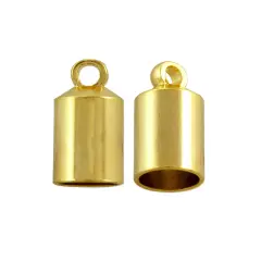 JewelrySupply End Cap with Loop 6mm Gold Plated (Package of 2)
