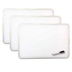 Two-Sided Aluminum Framed, Magnetic Dry Erase Board w/Pen, 9" x 12", Pack of 3