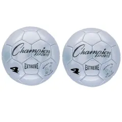 Extreme Soccer Ball, Size 4, Silver, Pack of 2