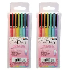 LePen&reg; Micro-Fine Point Pen, Pastel, 6 Per Pack, 2 Packs