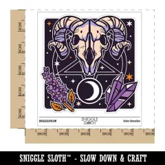 Wiccan Witch Circle Pentagram Ram Skull Crystal Waterproof Vinyl Phone Tablet Laptop Water Bottle Sticker Set - 5 Pack