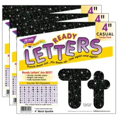 Black Sparkle 4" Casual Combo Ready Letters&reg;, 3 Packs