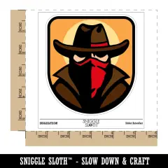 Masked Cowboy Bandit Highwayman with Hat Bandana Waterproof Vinyl Phone Tablet Laptop Water Bottle Sticker Set - 5 Pack