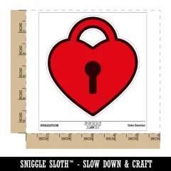 Heart Lock Key Waterproof Vinyl Phone Tablet Laptop Water Bottle Sticker Set - 5 Pack