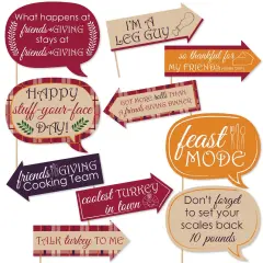 Big Dot of Happiness Funny Friends Thanksgiving Feast - Friendsgiving Photo Booth Props Kit - 10 Piece