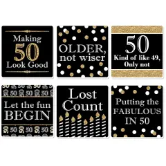 Big Dot of Happiness Adult 50th Birthday - Gold - Funny Birthday Party Decorations - Drink Coasters - Set of 6