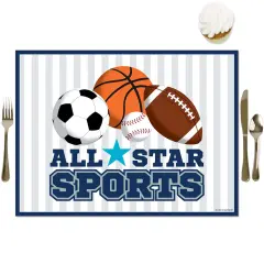 Big Dot of Happiness Go, Fight, Win - Sports - Party Table Decorations - Baby Shower or Birthday Party Placemats - Set of 16