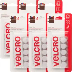 Multipack of 06 - VELCRO(R) Brand Sticky Back Coins .625" 15/Pkg-White