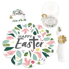 Big Dot of Happiness Religious Easter - Christian Holiday Party Paper Charger and Table Decorations - Chargerific Kit - Place Setting for 8