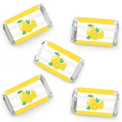 Big Dot of Happiness So Fresh - Lemon - Mini Candy Bar Wrapper Stickers - Citrus Lemonade Party Small Favors - 40 Count