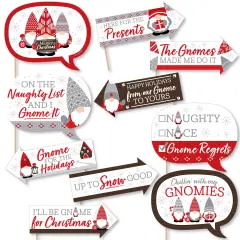 Big Dot of Happiness Funny Christmas Gnomes - Holiday Party Photo Booth Props Kit - 10 Piece