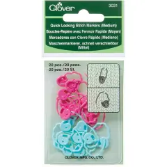 Clover Quick Locking Stitch Markers-Medium 20/Pkg