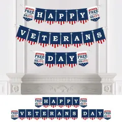 Big Dot of Happiness Happy Veterans Day - Patriotic Bunting Banner - Party Decorations - Happy Veterans Day