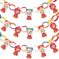 Big Dot of Happiness Holi Hai - 90 Chain Links and 30 Paper Tassels Decoration Kit - Festival of Colors Party Paper Chains Garland - 21 feet