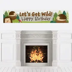 Big Dot of Happiness Forest Hedgehogs - Happy Birthday Woodland Decorations Party Banner