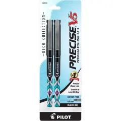 Pilot Precise V5 Premium Roller Pens X-Fine 2/Pkg-Capped, Deco Black