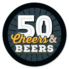 Big Dot of Happiness Cheers and Beers to 50 Years - 50th Birthday Party Circle Sticker Labels - 24 Count