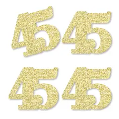 Big Dot of Happiness Gold Glitter 45 - No-Mess Real Gold Glitter Cut-Out Numbers - 45th Birthday Party Confetti - Set of 24