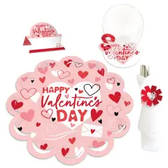 Big Dot of Happiness Happy Valentine&rsquo;s Day - Valentine Hearts Party Paper Charger and Table Decorations - Chargerific Kit - Place Setting for 8