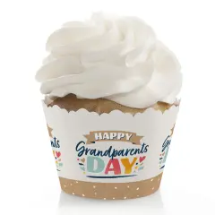 Big Dot of Happiness Happy Grandparents Day - Grandma & Grandpa Party Decorations - Party Cupcake Wrappers - Set of 12