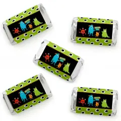 Big Dot of Happiness Monster Bash - Mini Candy Bar Wrapper Stickers - Little Monster Birthday Party or Baby Shower Small Favors - 40 Count