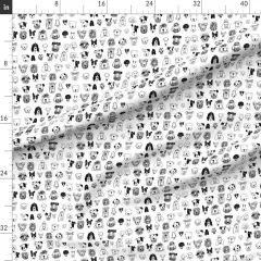 Various Fabrics by the Yard or Fat Quarter Dog Doodles Black Ink Dogs Happy Faces Whimsical Kids Decor Custom Printed Fabric by Spoonflower