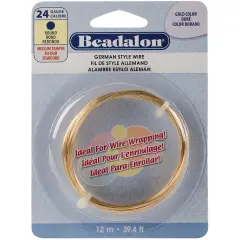 Beadalon German Style Wire-Gold Round - 24 Gauge, 37.4'