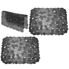 mDesign Plastic Kitchen Sink Protector Set - Pebble Design - Set of 3
