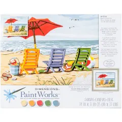 Paint Works Paint By Number Kit 14"X11"-Beach Chair Trio