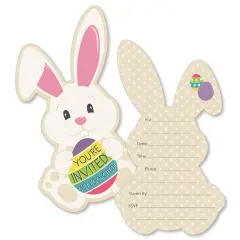 Big Dot of Happiness Hippity Hoppity - Shaped Fill-in Invitations - Easter Bunny Party Invitation Cards with Envelopes - Set of 12