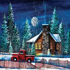 Sunsout Night Watch Cabin 500 pc Christmas Jigsaw Puzzle 32735