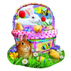 Sunsout Bunny's Easter Basket 1000 pc Special Shape Easter Jigsaw Puzzle 97124